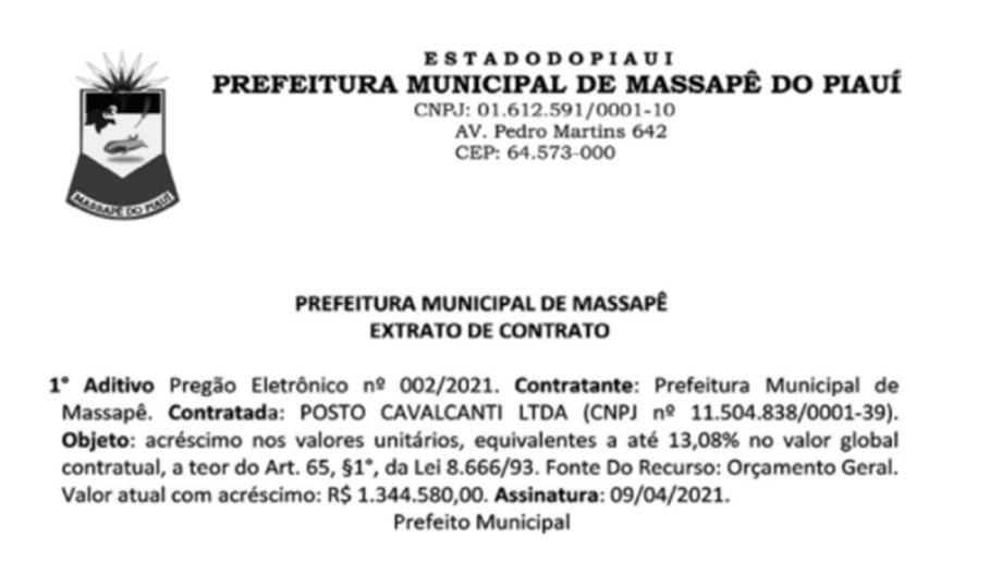 Prefeito de Massapê do Piauí vai gastar R$ 1,3 milhão com combustíveis
