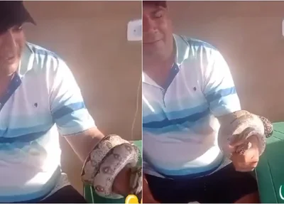 Suplente de vereador é flagrado dando cachaça para cobra no Piauí