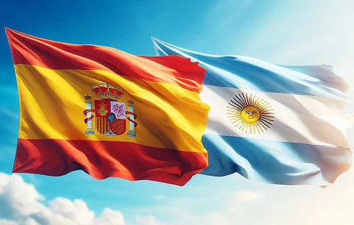Bandeiras da Espanha e Argentina