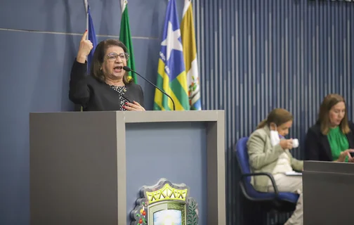 Graça Amorim em seu primeiro discurso de volta à Câmara, em 14 de maio