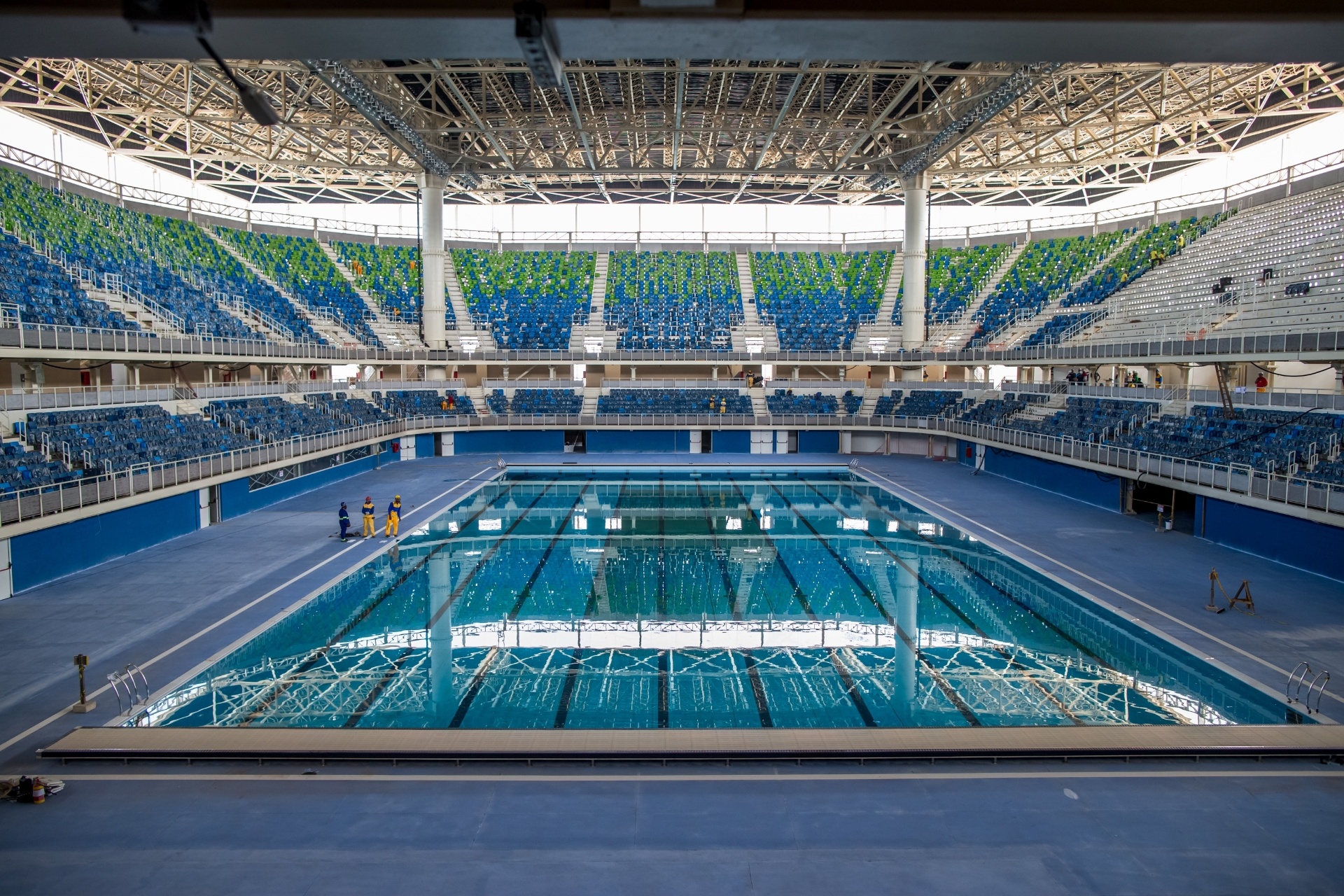 Phelps conheceu a piscina do Estádio Olímpico no Rio 