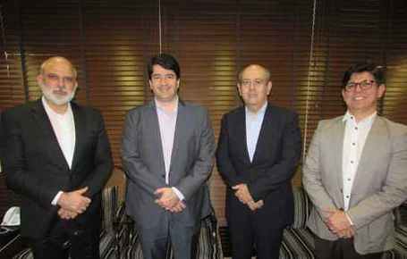 Marcus Vinícius, CEO, Cláudio Tajra,Luiz Costa, presidente da Record, e diretor André Dias