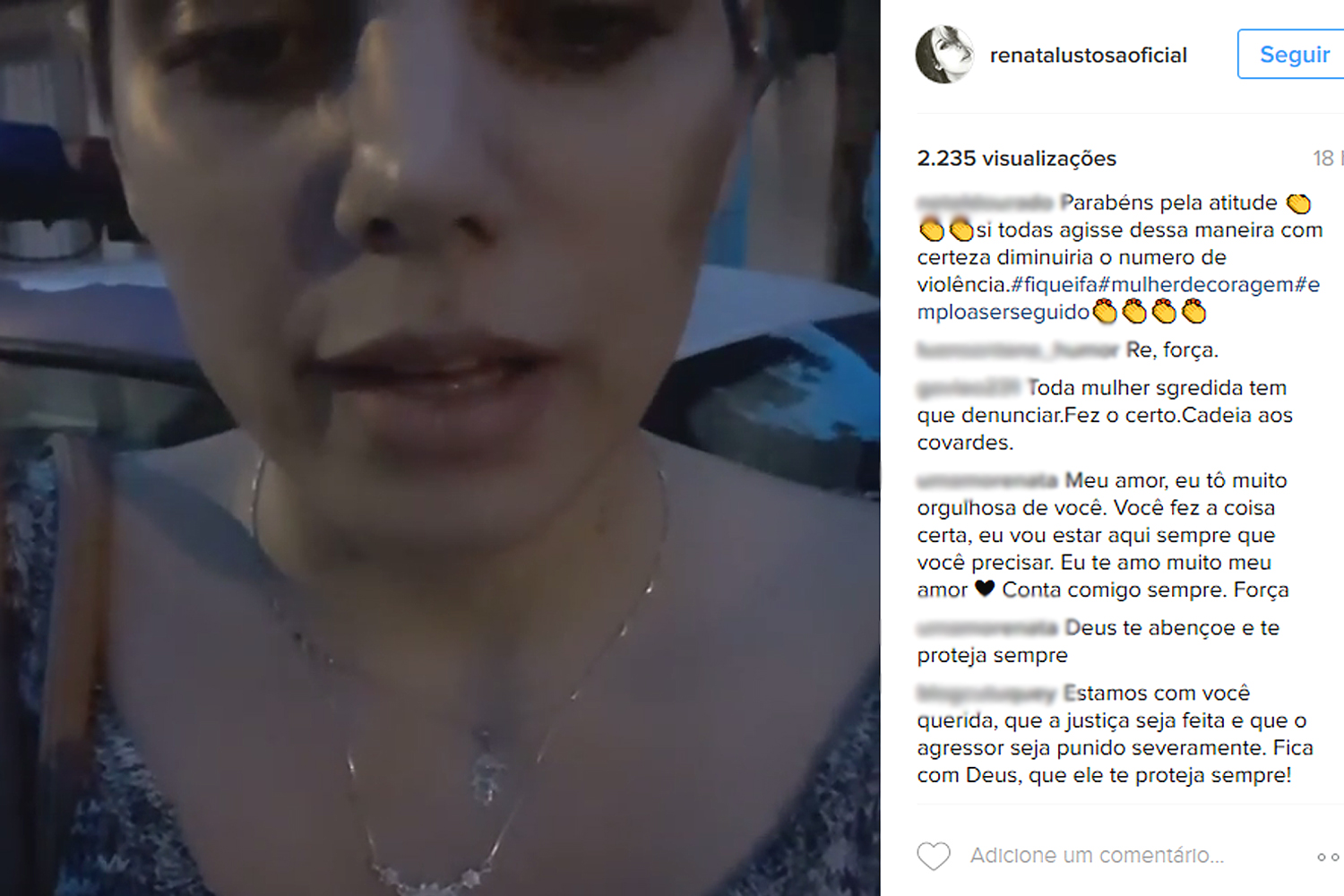 Renata postou novo vídeo em rede social