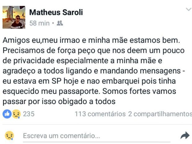 Filho de Caio Júnior se pronuncia no Facebook