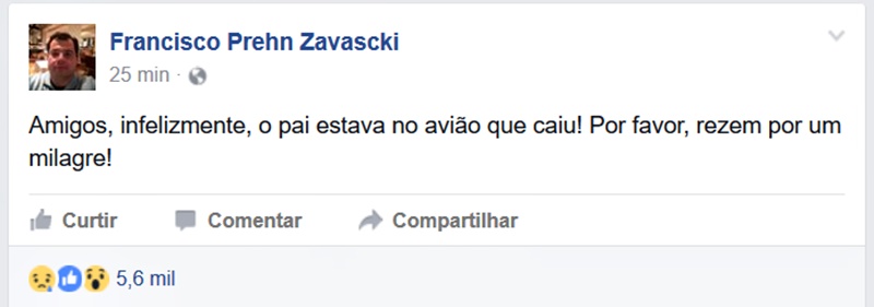 Francisco Zavascki confirmou o fato através do Facebook