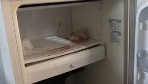 Alimentos são guardados na geladeira dentro do banheiro