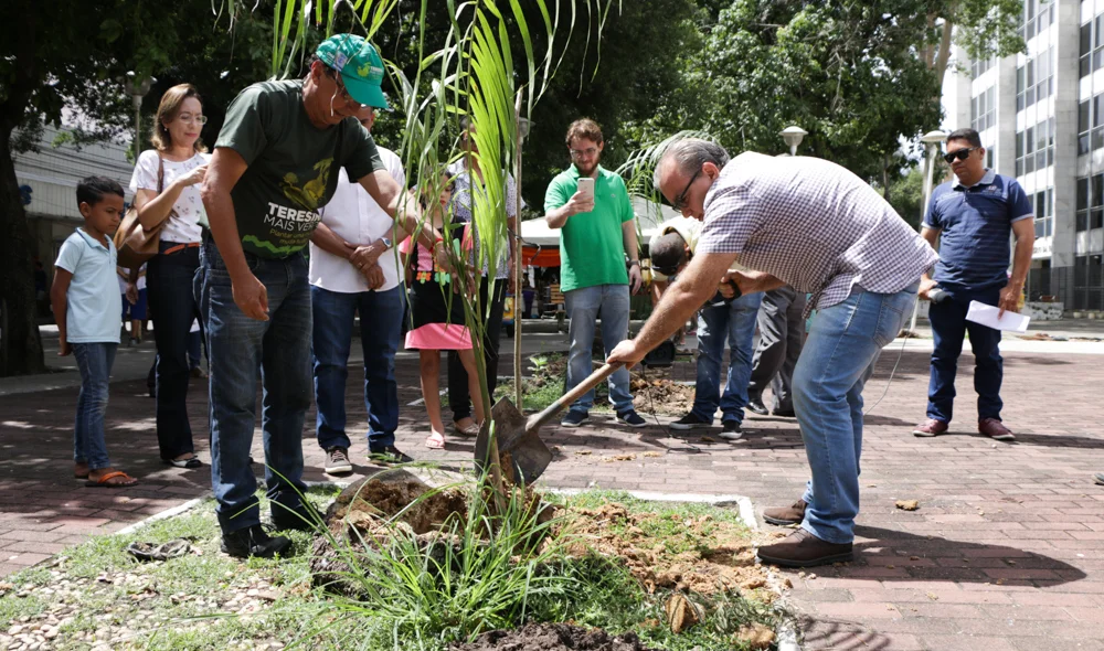 Firmino Filho planta uma muda no projeto Teresina Mais Verde