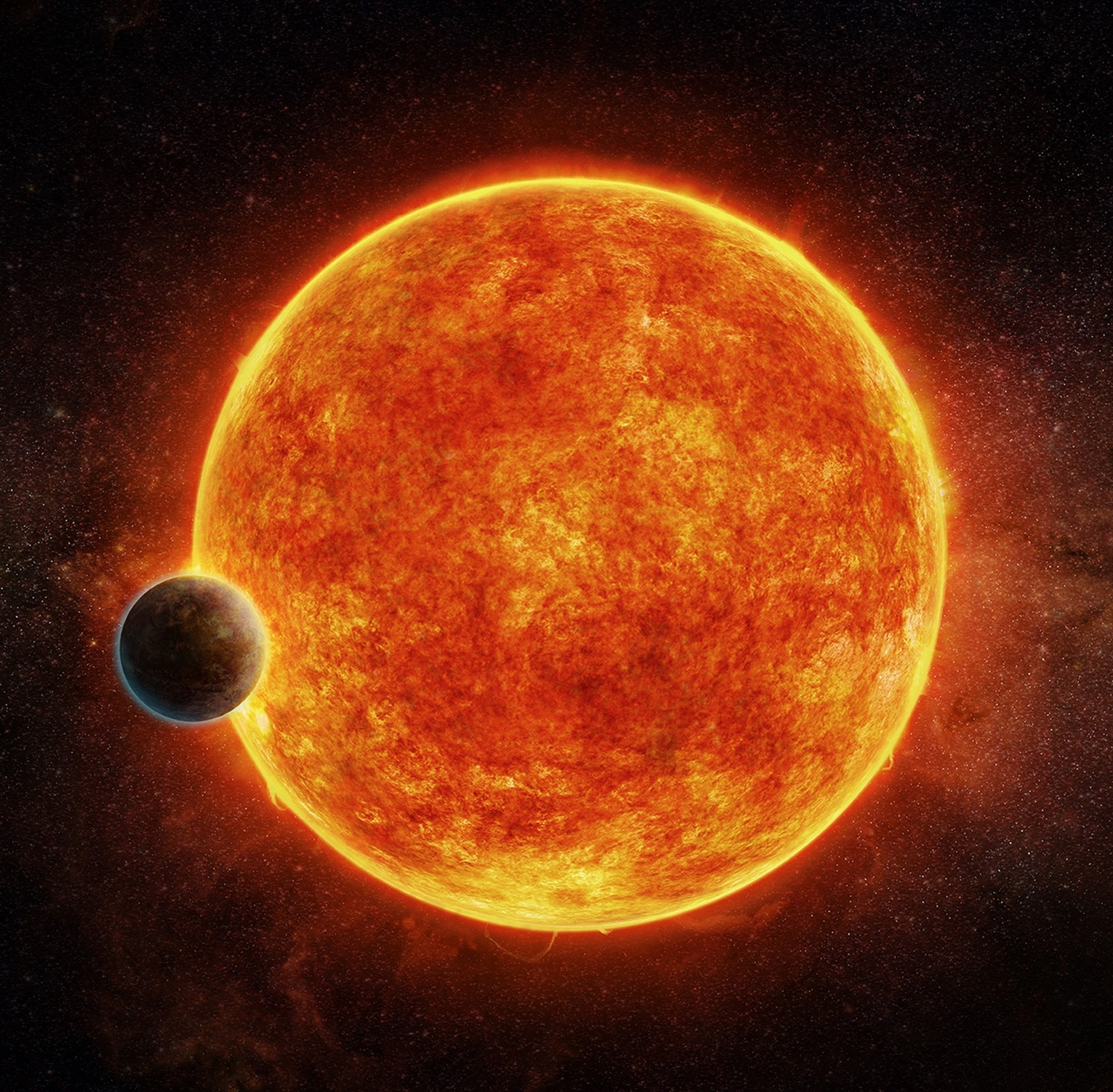 Ilustração mostra a estrela LHS 1140 e seu exoplaneta LHS 1140b