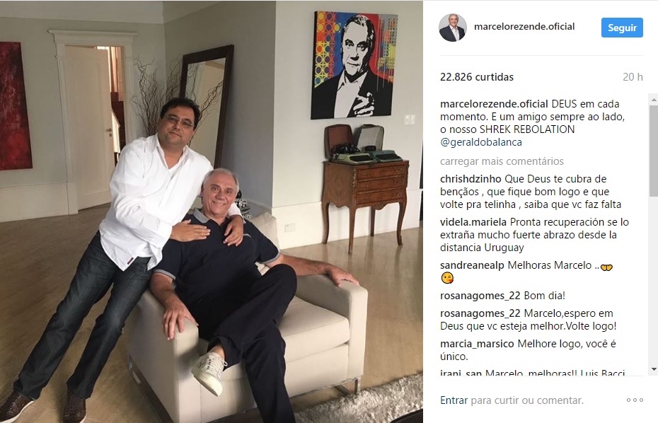 Marcelo Rezende agredece amizade de Geraldo Luís