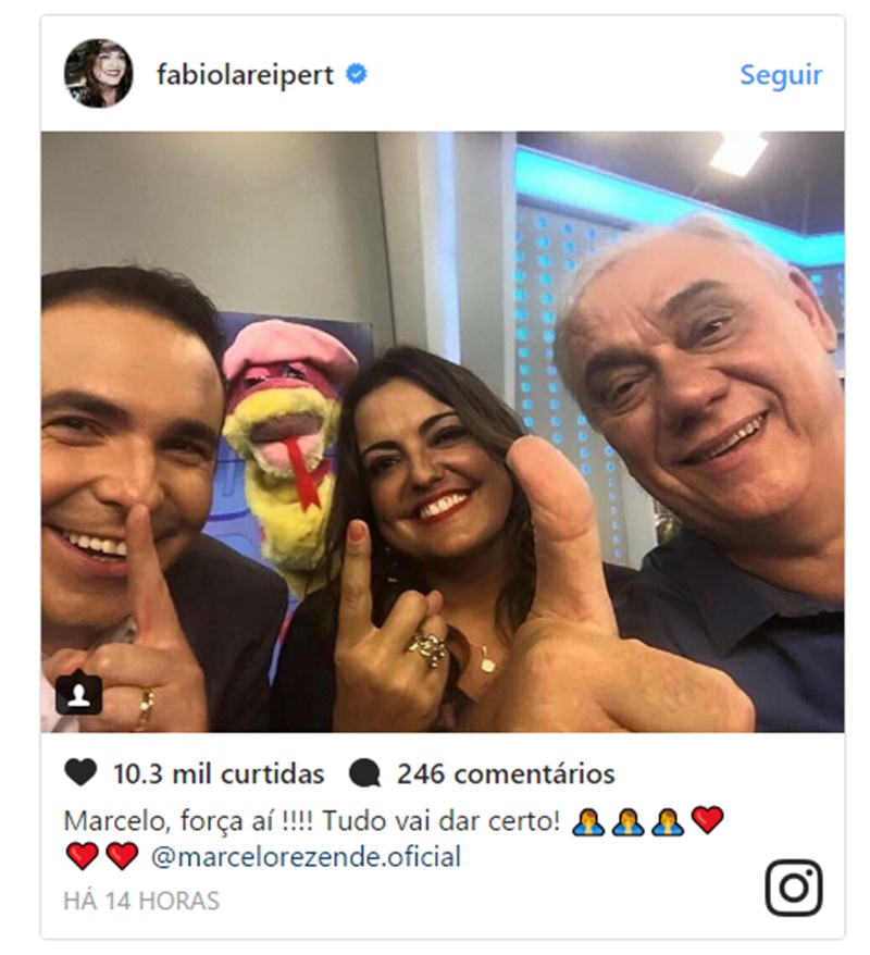 Fabíola Repeirt postou foto com Marcelo desejando força