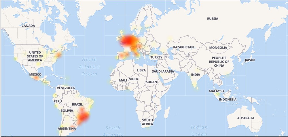Mapa mostra origem das reclamações sobre funcionamento do WhatsApp