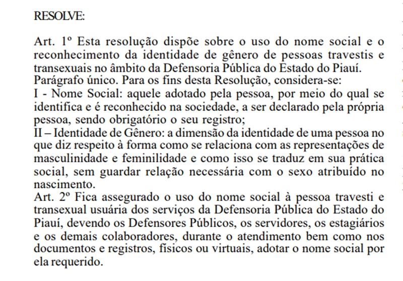 Resolução da Defensoria Pública do Estado do Piauí