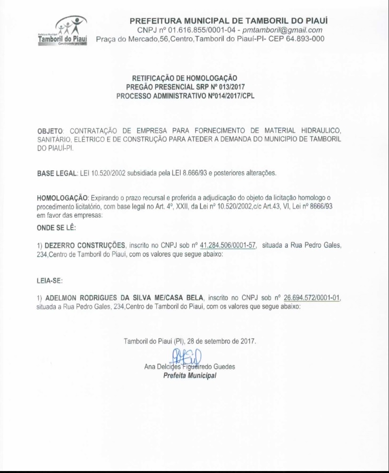 Documento referente ao segundo e-mail enviado pela prefeitura 