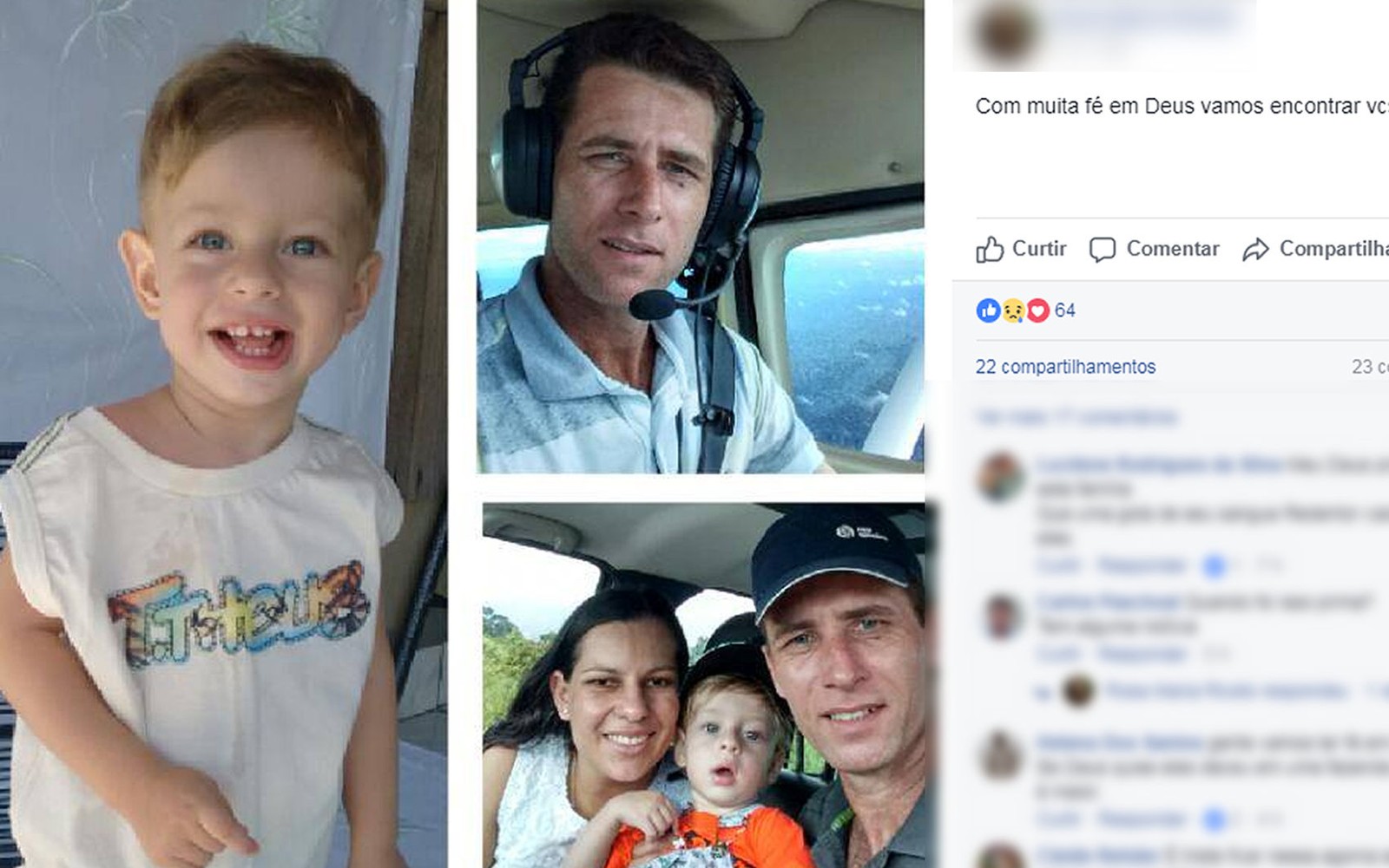Família foi encontrada morta juntamente com os destroços do avião que caiu em Mato Grosso.