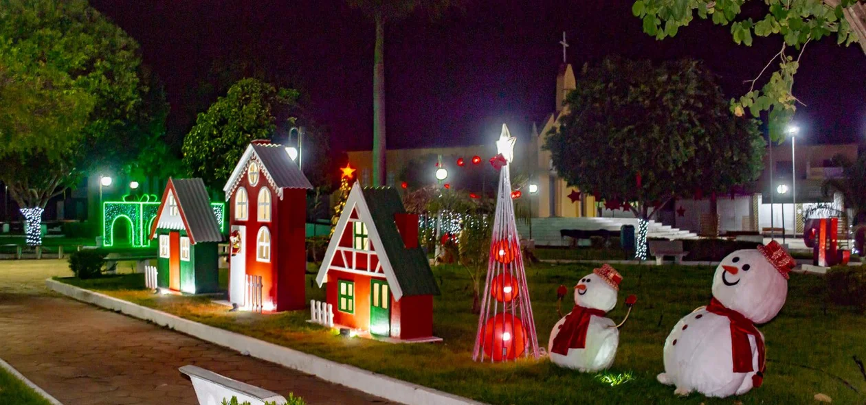 Praça 28 de Dezembro recebe decoração para festas de fim de ano
