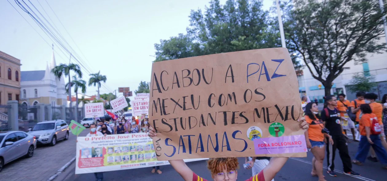 Estudante em manifestação