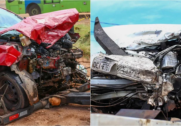 Carros ficaram destruídos em acidente na BR 343