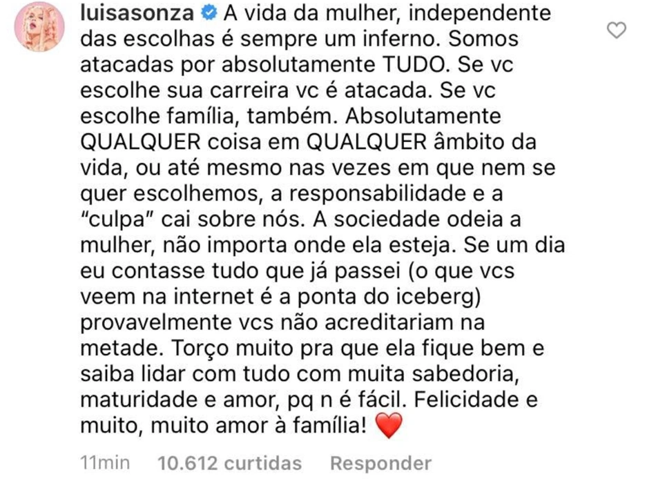 Comentário de Luísa Sonza