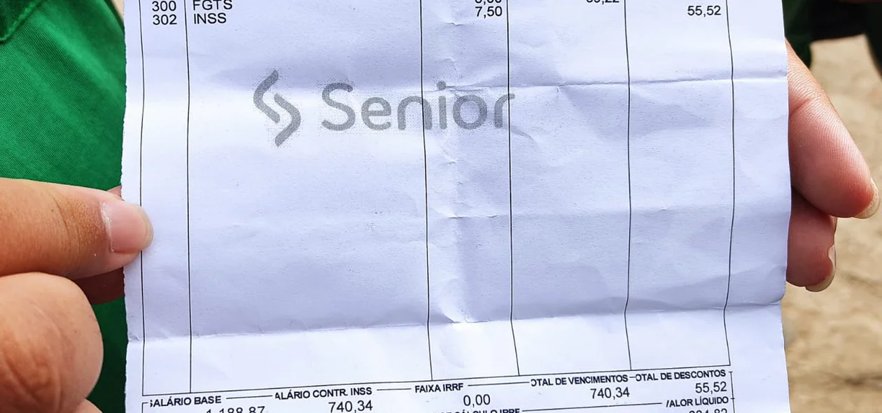 Contracheque de um cobrador de ônibus grevista