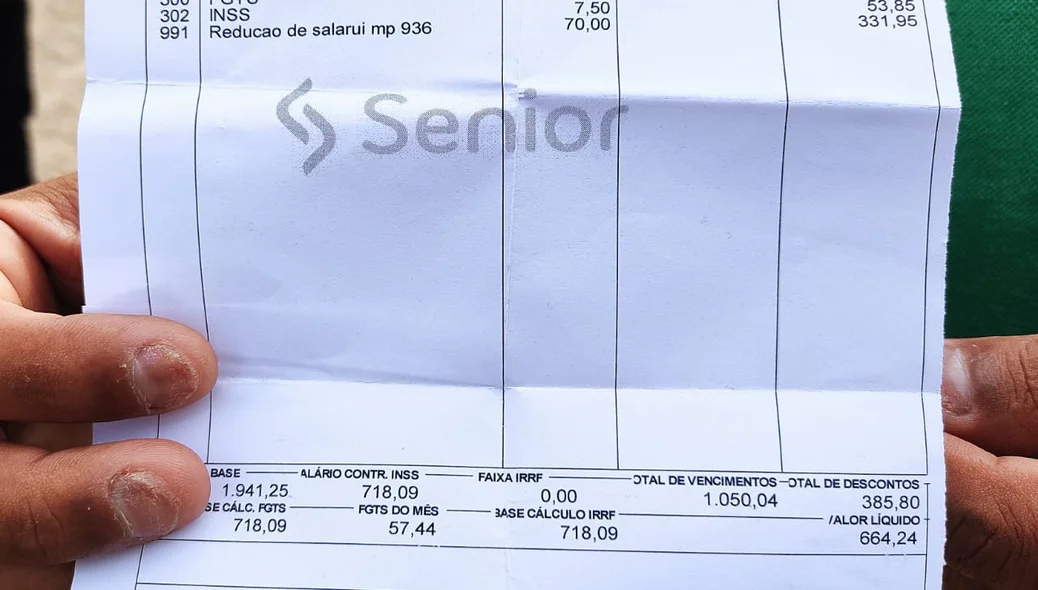 Contracheque de um cobrador de ônibus