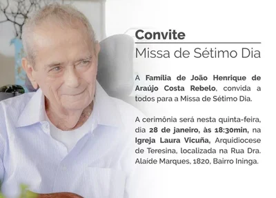 Convite para a missa de sétimo dia