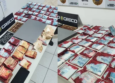Dinheiro apreendido pela Polícia Civil do Piauí