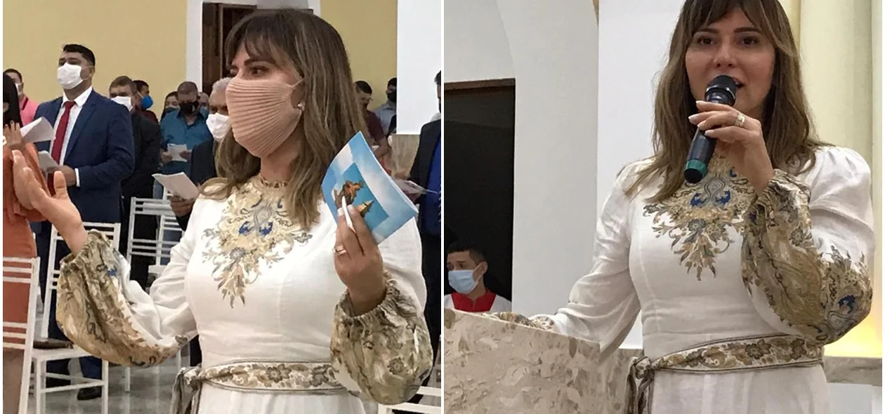 Ivanária Sampaio durante missa de posse