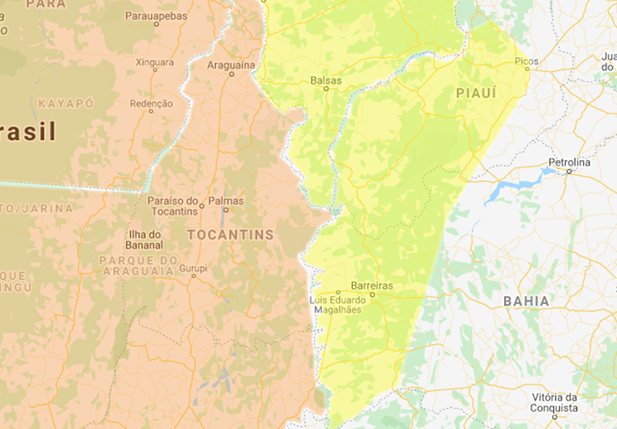 Localidades com risco de chuva