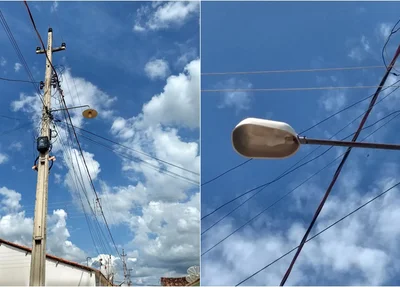 Luminárias são antigas e lâmpadas são comuns