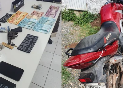 Material apreendido com suspeito de roubo a banco em Teresina