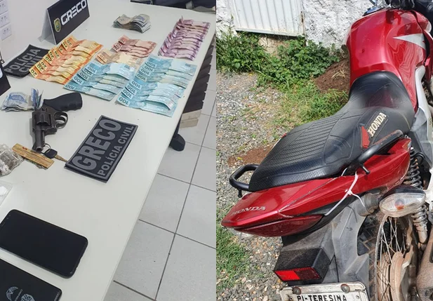 Material apreendido com suspeito de roubo a banco em Teresina