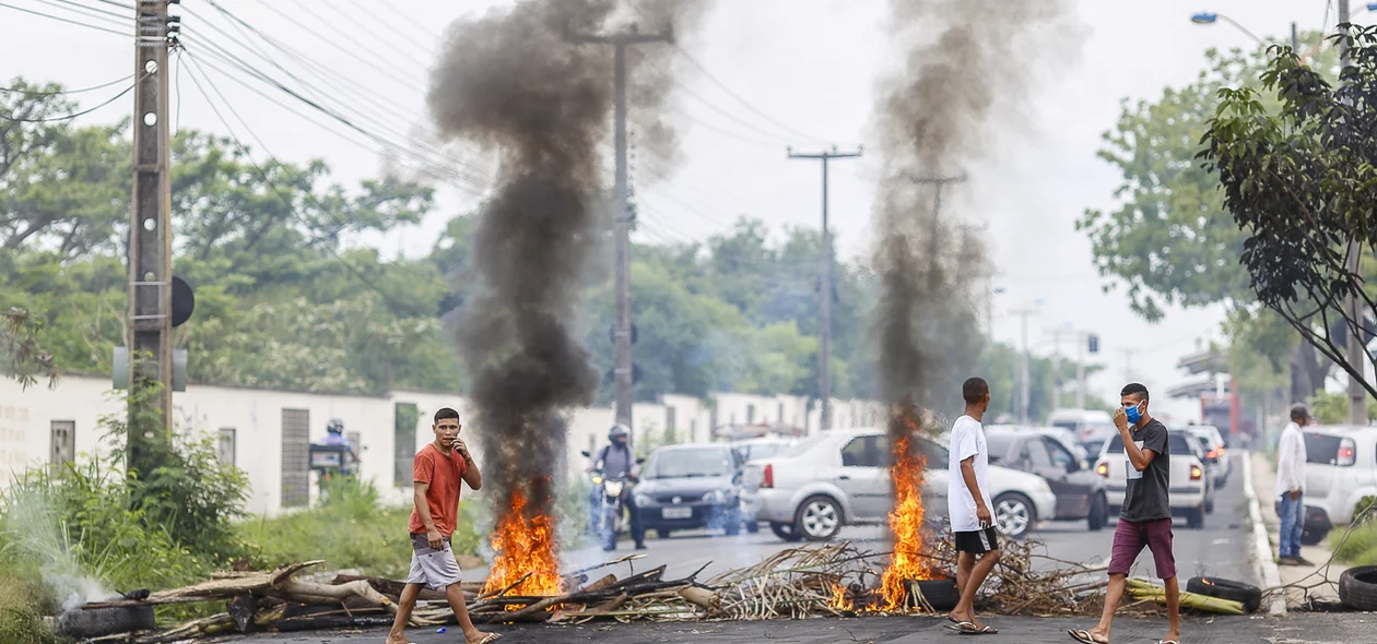 Moradores ateiam fogo em galhos