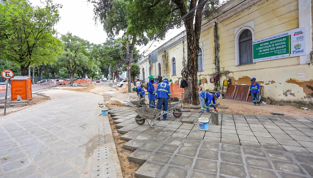 Obra no centro de Teresina