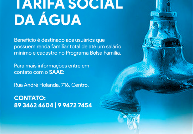 SAAE já cadastrou mais de 300 famílias na Tarifa Social em Oeiras