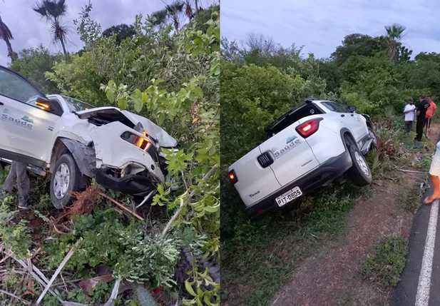 Veículo tombou fora da pista