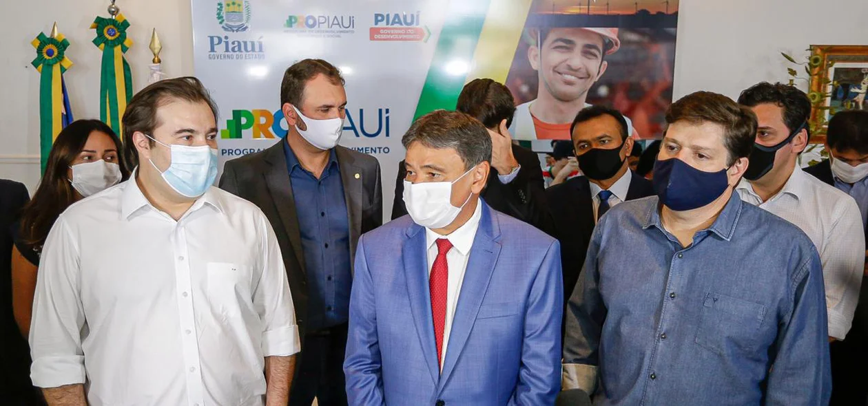 Wellington Dias, Baleia Rossi e Rodrigo Maia