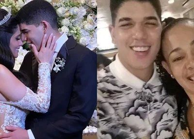 A esquerda Zé Vaqueiro e esposa, a direita o cantor abraçado com sua mãe
