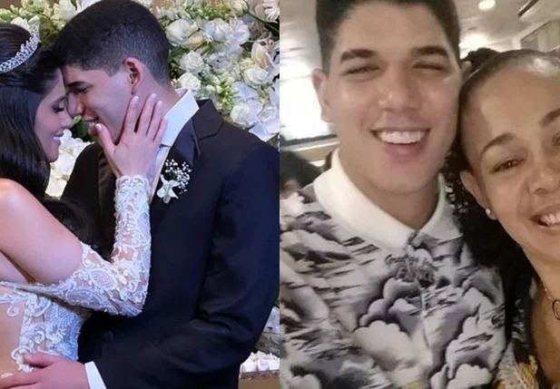 A esquerda Zé Vaqueiro e esposa, a direita o cantor abraçado com sua mãe