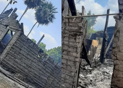Casa da família após o incêndio