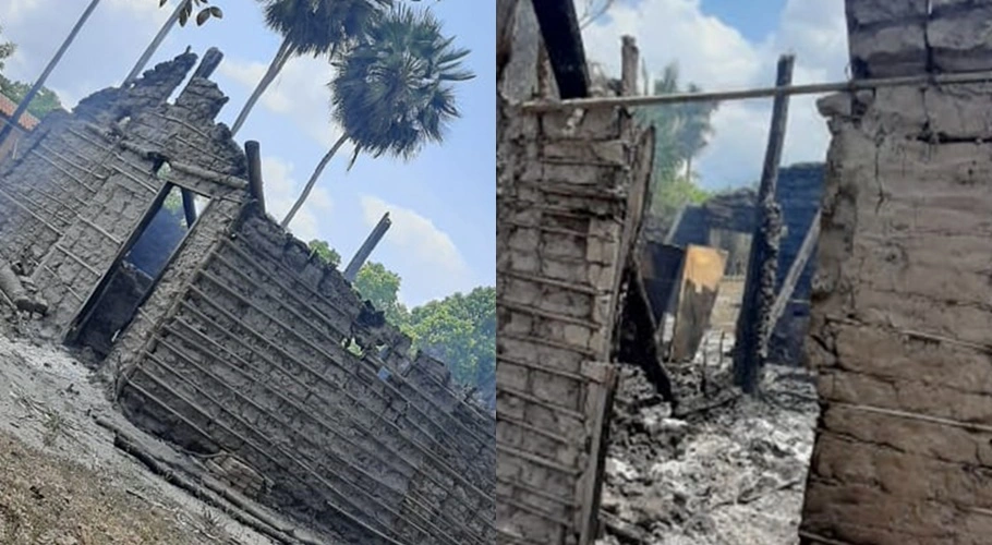 Casa da família após o incêndio