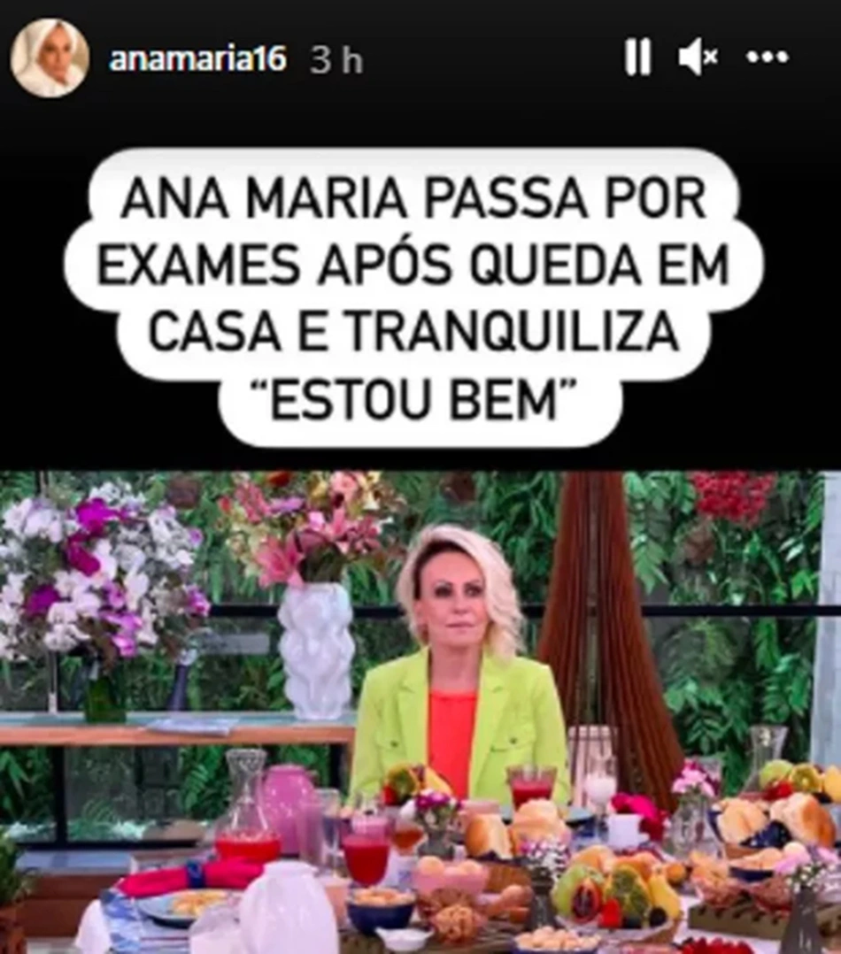 Esclarescimento de Ana Maria Braga afirmando que está bem