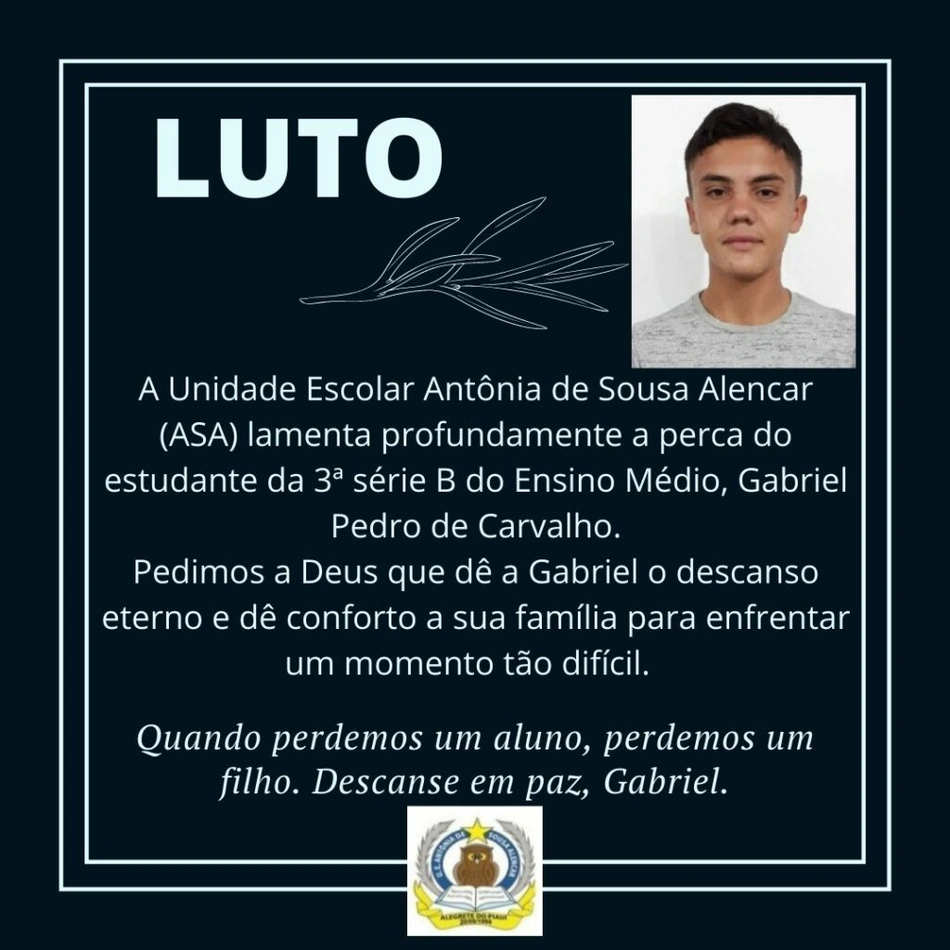 Gabriel Pedro de Carvalho morreu após cair de uma torre