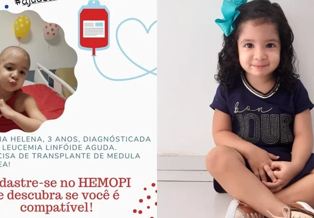Maria Helena, de 3 anos, precisa de transplante de medula óssea
