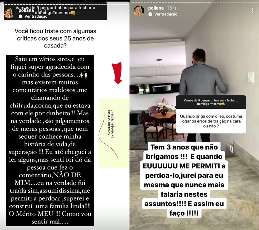 Poliana usa as redes sociais para falar das traições do marido Leonardo