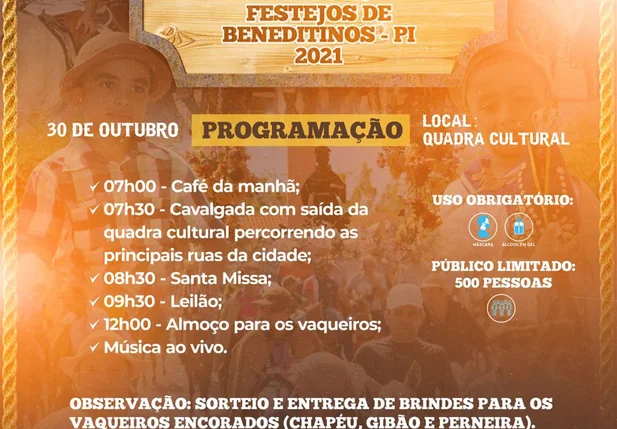Programação do evento em Beneditinos
