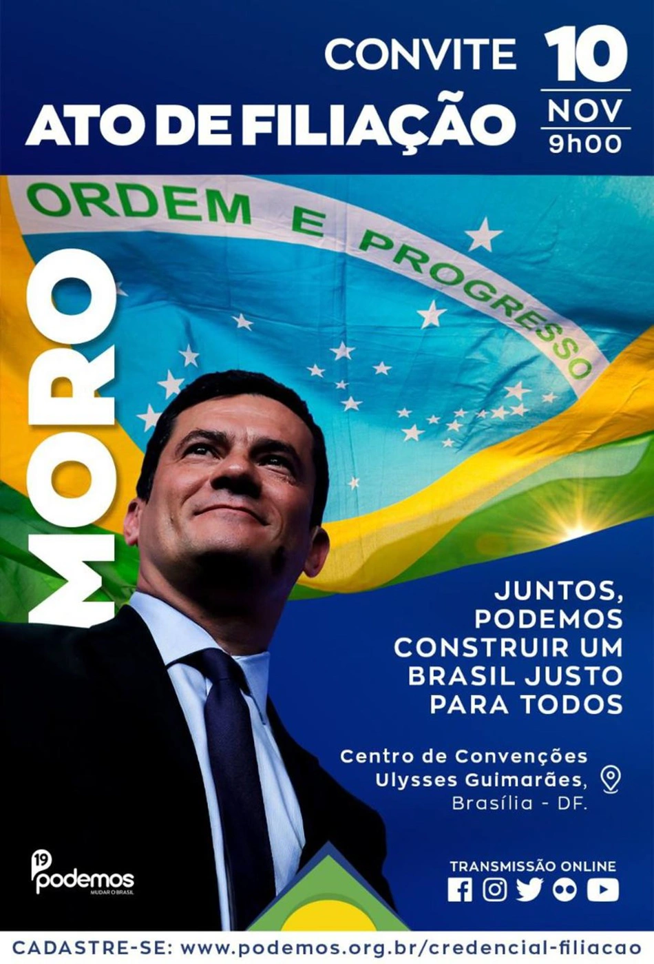 Convite do ato de filiação de Sérgio Moro