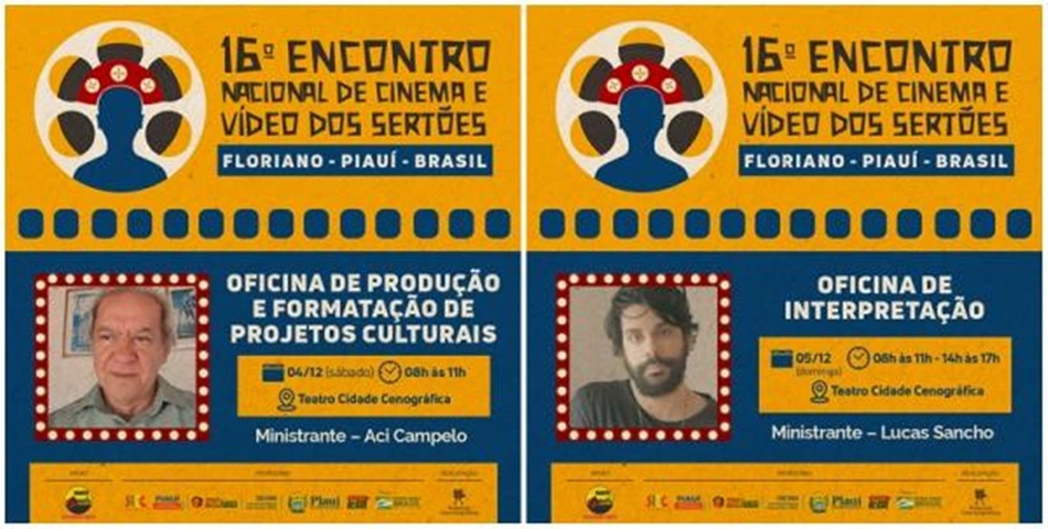 Oficinas que acontecerão no 16º Encontro Nacional de Cinema e Vídeo dos Sertões