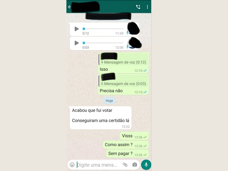 Trecho de conversa obtida pelo GP1