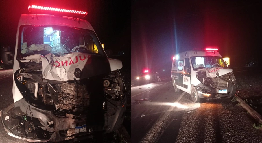 Acidente entre moto e ambulância