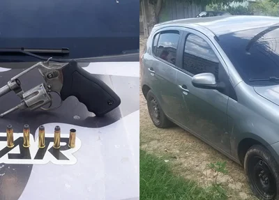 Arma de fogo e carro apreendidos pela PM no Macaúba